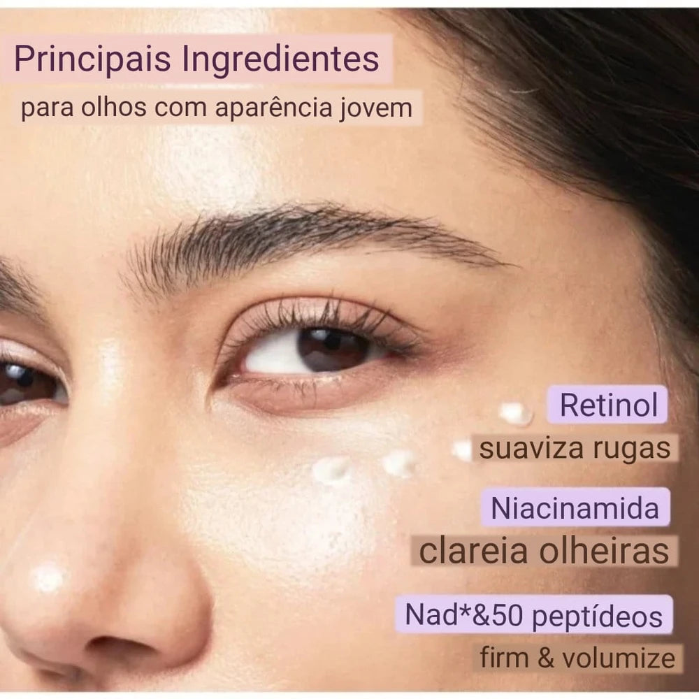 Creme para Olhos Coreano No.9 NAD + Retinol para Olheiras, Reduz Linhas Finas, Hidratação Facial, Pele Mais Firme e Radiante, Cuidado para os Olhos