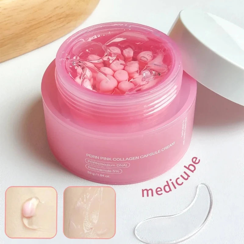 Creme em cápsula PDRN Pink Collagen com Niacinamida para Tom de Pele Irregular, Hidratante Leve para o Rosto, creme coreano original